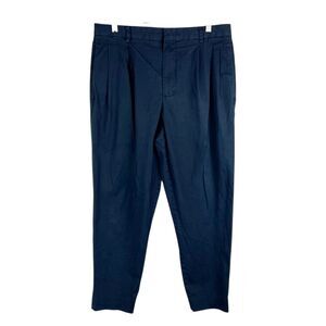 COS Dress Pants Men 32 x 26 Navy Blue Pleated Chinos Trousers Cropped Preppy